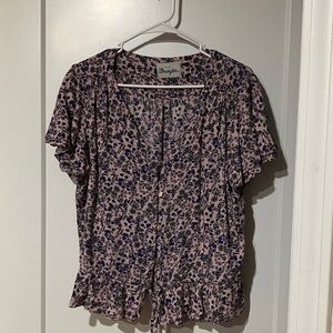 Wrangler Women's Floral Blouse - Pink and Navy